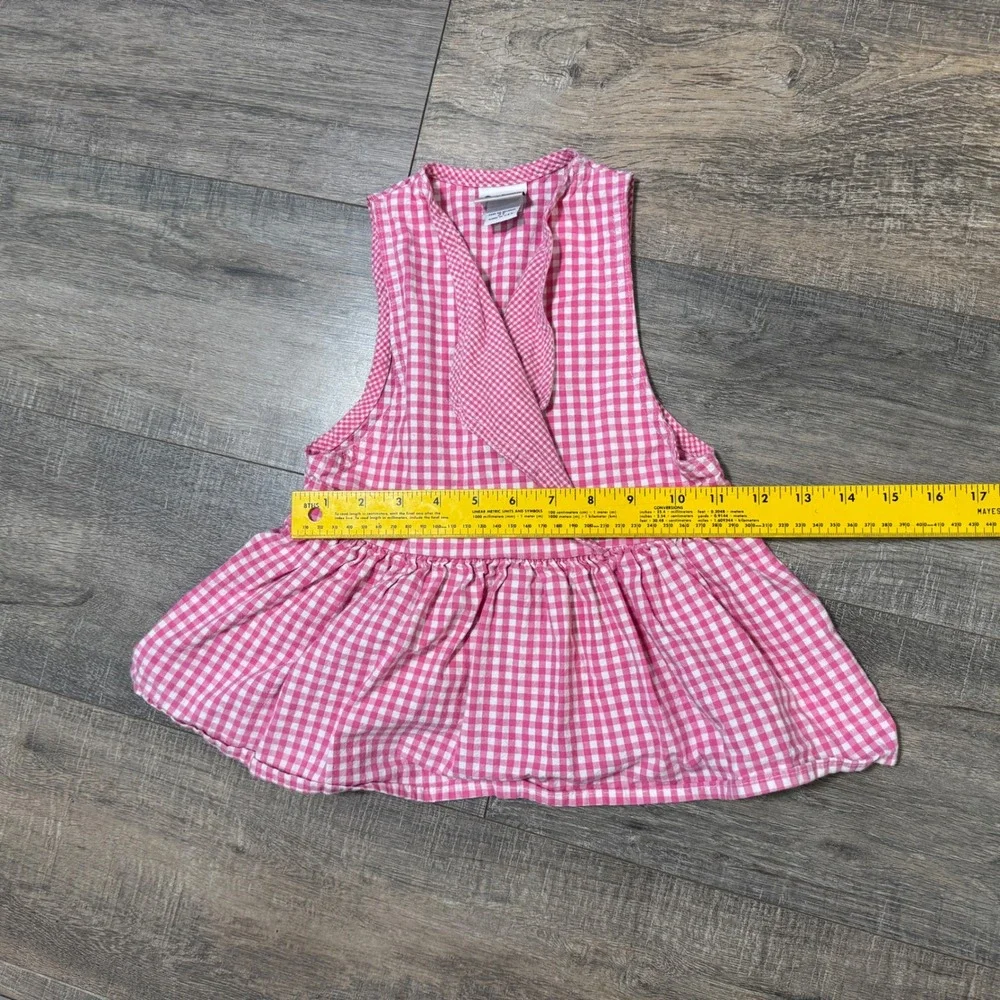 Vintage OshKosh‎ Pink White Gingham Sleeveless Dress Jumper 2T Made in USA